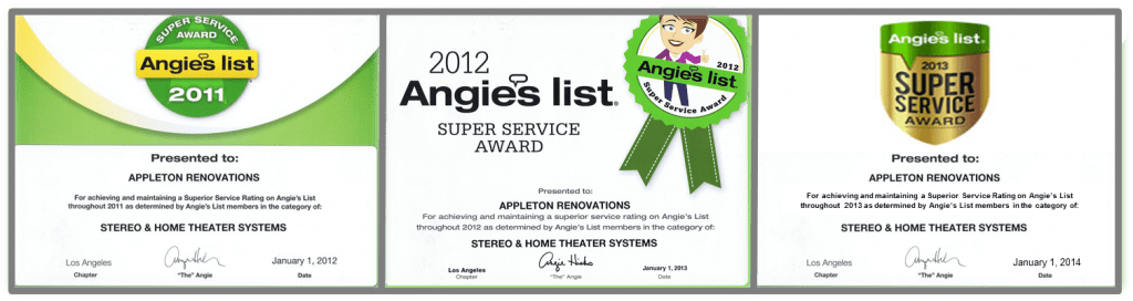 A certificate of appreciation for the service of the stereo and home theater systems.