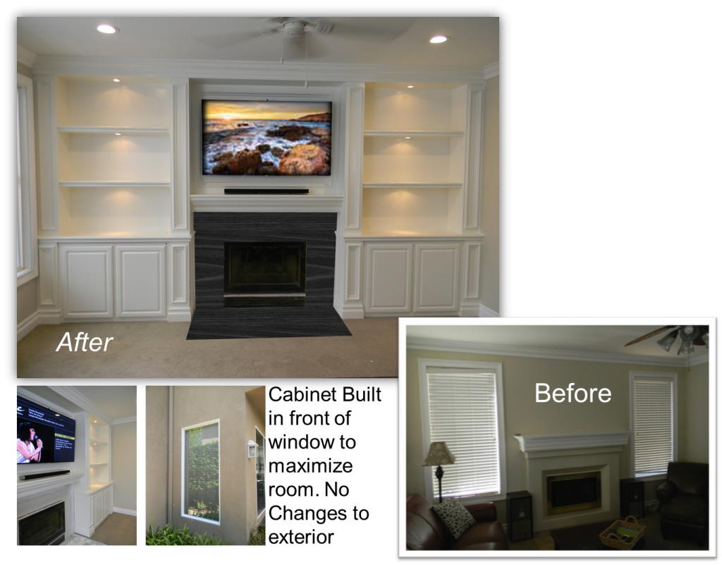 Hand Crafted Custom Fireplace Entertainment Centers by: www.AppletonRenovations.com For a FREE Design Consultation Call us at (949) 887-6764 or email us Sales@AppletonRenovations.com