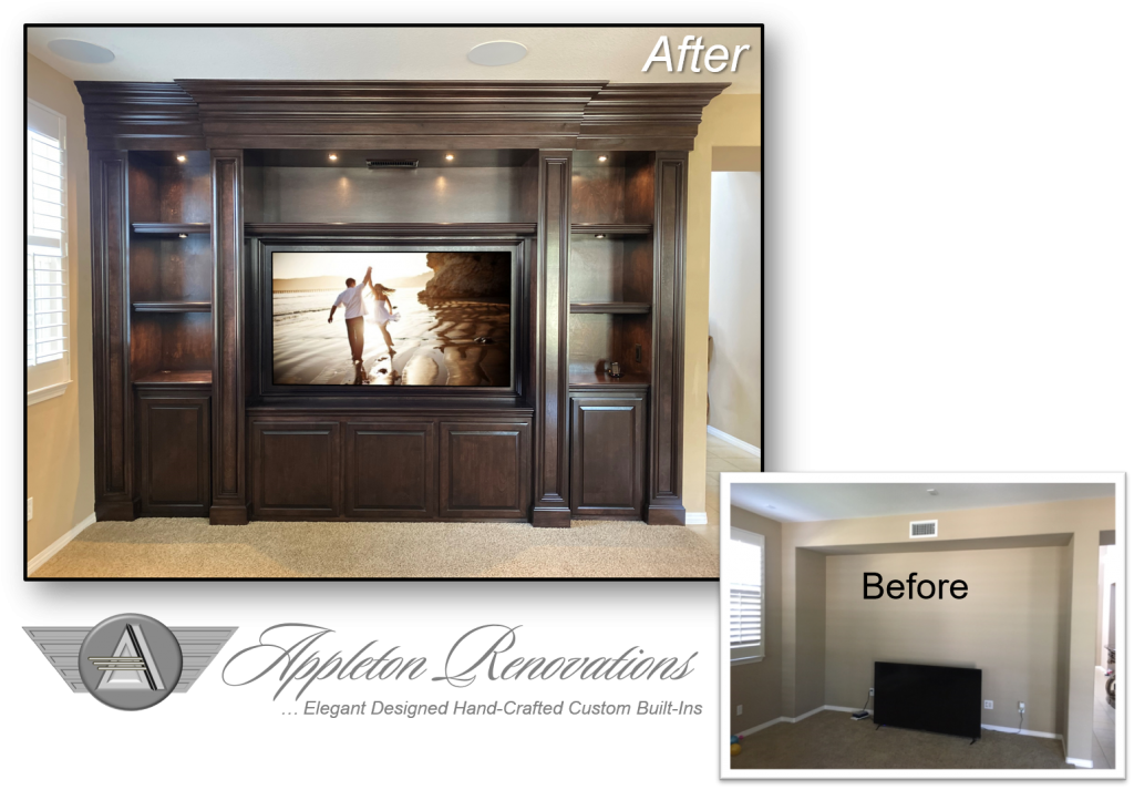Custom Built-Ins - Entertainment Centers - Home Theater Solutions by: www.AppletonRenovations.com (949) 887-6764 Sales@AppletonRenovations.com Custom Cabinets Orange County CA