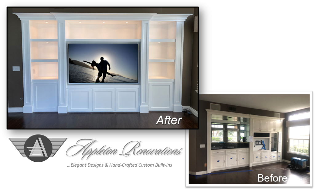 Custom Built-Ins – Entertainment Centers – Home Theater Solutions by: www.AppletonRenovations.com (949) 887-6764 Sales@AppletonRenovations.com Custom Cabinets Orange County CA #CustomBuiltIns #CustomCabinets CustomEntertainmentCenters #HomeTheater