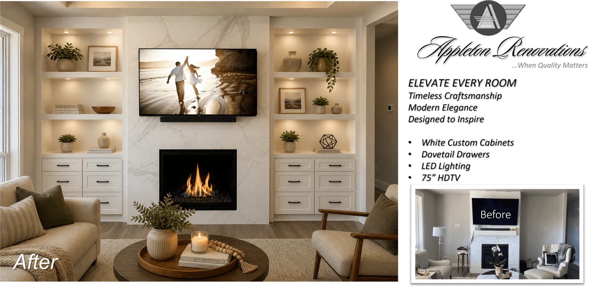Custom Fireplace Built-Ins-Treasure Valley Star-Eagle-Bosie-Meridian-Nampa-Middleton Idaho-Appleton Renovations