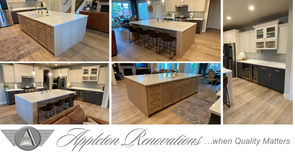 A collage of photos with the words kitchen renovation