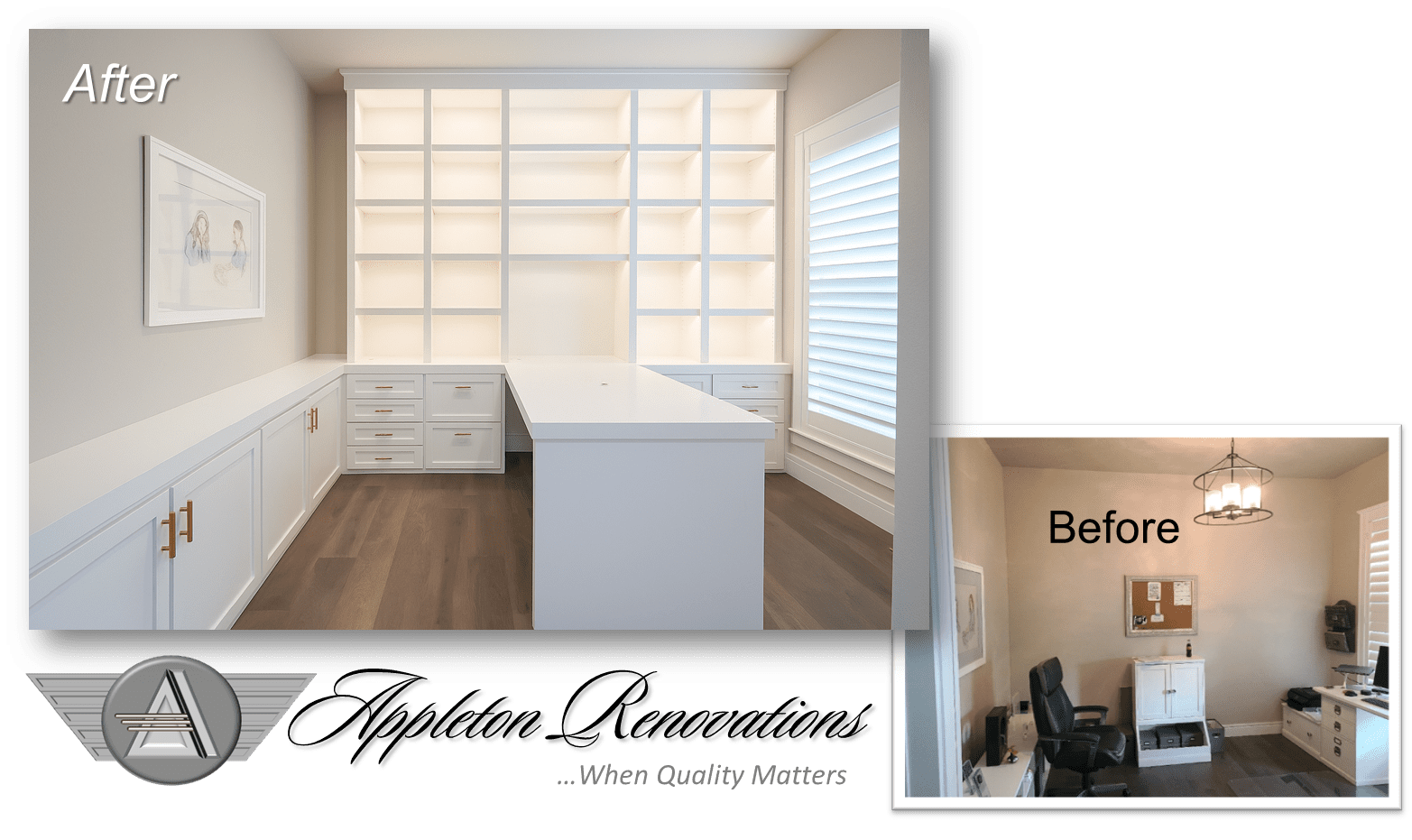 Duarte 112322 before-after Custom Built-Ins; Custom cabinets: Entertainment Centers: Custom Woodwork