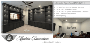 A living room should feel inviting and uncluttered. A custom entertainment center organizes electronics, hides cables and components, and creates a stunning focal point for the room. Because every piece is custom built for the space, the finished result looks natural, balanced, and truly built-in—not like furniture that was simply placed against a wall.