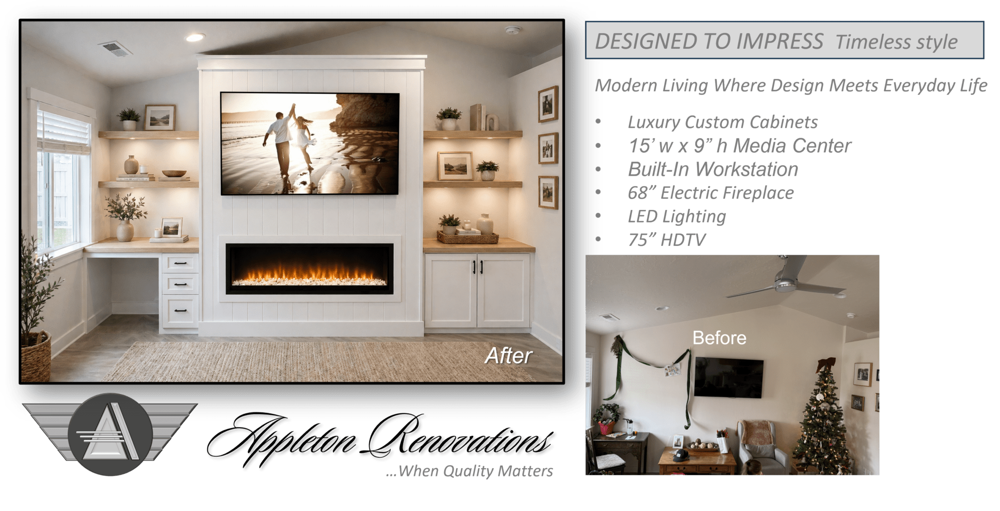 Custom Cabinets - Electric Fireplace - Floating Shelves-Desk-Star-Eagle-Meridian-Treasure Valley Idaho-AppletonRenovations 061626