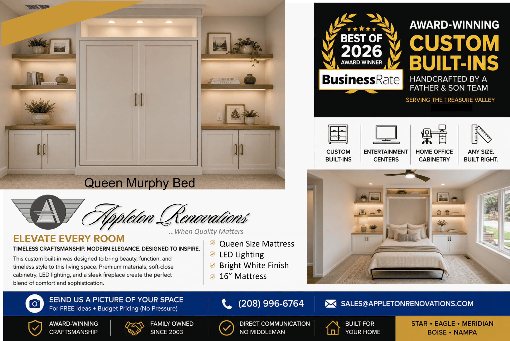 Custom Cabinets Murphybed - Star -Eagle -Bosie-Meridian-Treasure Valley Idaho - Appleton Renvovations 071426