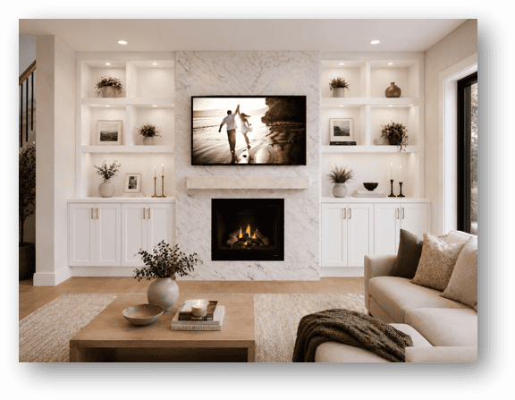 White Custom Cabinets Electric Fireplace
