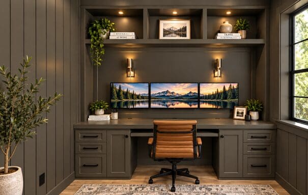 Completed custom home office built-ins in Meridian, Idaho
